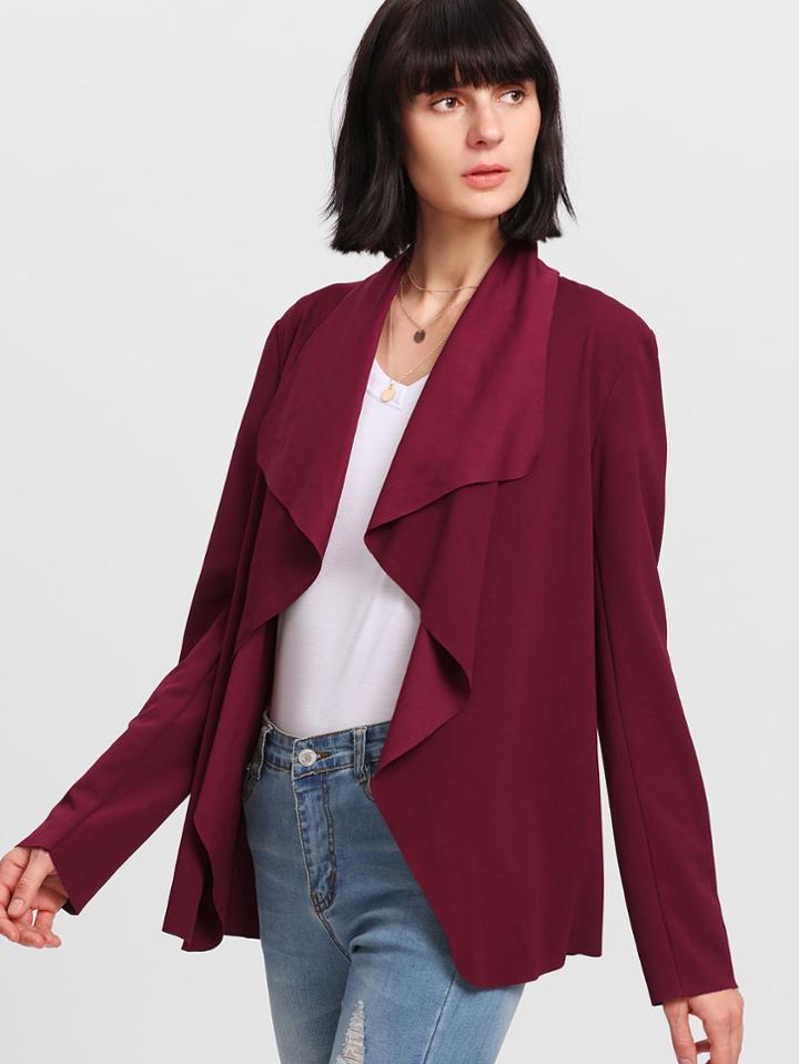 Shein Waterfall Collar Solid Blazer