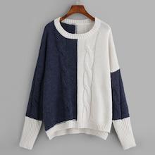 Shein Plus Two-tone Cable Knit Jumper