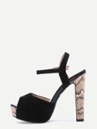 Shein Black Ankle Strap Platform Sandals