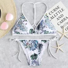 Shein Tropical Print Tie Side Bikini Set