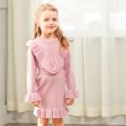 Shein Toddler Girls Ruffle Trim Sweater With Skirt