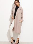 Shein Pink Flap Back Buckle Strap Cuff Wrap Trench Coat