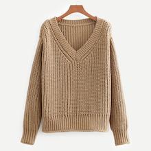 Shein V-neck Cable Knit Solid Jumper
