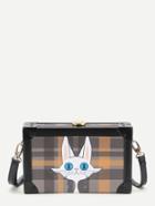 Shein Grid Cat Print Crossbody Bag