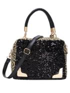 Shein Sequine Applique Leopard Print Embossed Handbag