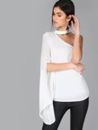 Shein One Shoulder Split Sleeve Choker Top