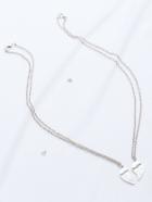 Shein Silver Heart Shape Necklace Set
