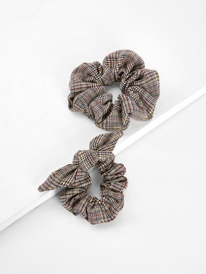 Shein Knot Ear Plaid Hair Tie 2pcs