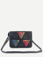 Shein Black Animal Print Triangle Patch Flap Bag