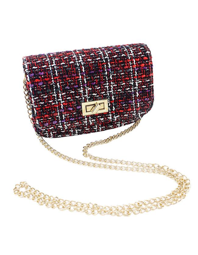 Shein Trendy Woolen Fabric Red Shoulder Bag