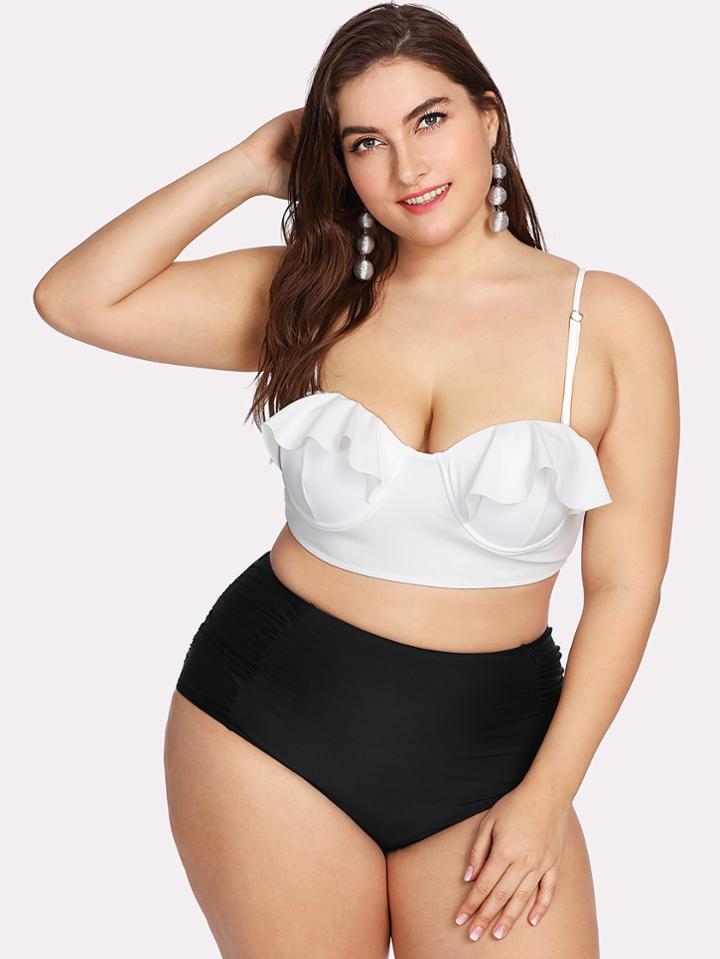 Shein Colorblock Ruffle Bikini Set