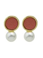 Shein Pink New Coming Imitation Pearl Small Stud Earrings