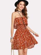 Shein Pleated Waist Tiered Tube Dress