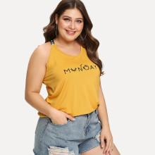 Shein Plus Letter Strap Cross Back Top