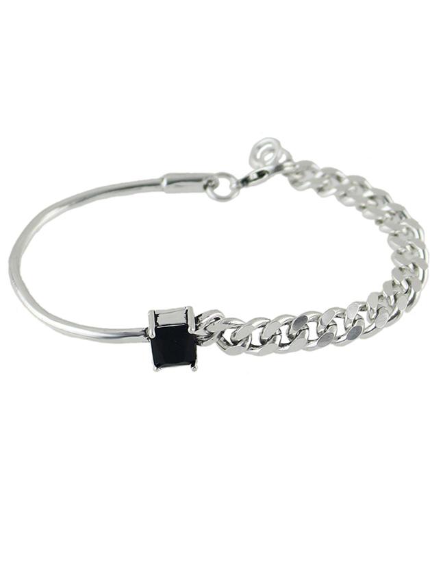 Shein Simple Design Silver Color Rhinestone Chain Bracelet