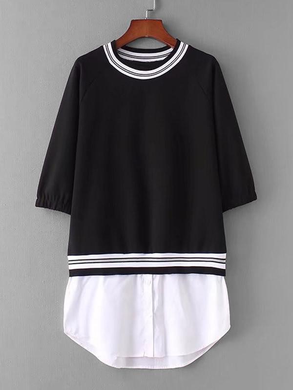 Shein 2 In 1 Striped Trim Dress