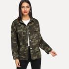 Shein Camo Pocket Detail Denim Shirt