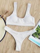 Shein Scoop Neck Ribbed Bikini Set