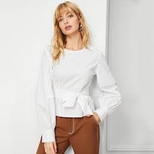 Shein Button Detail Bishop Sleeve Top