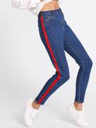 Shein Striped Panel Side Jeans