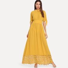 Shein Knot Sleeve Floral Lace Hem Dress