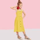Shein Girls Thick Strap Button Through Dress