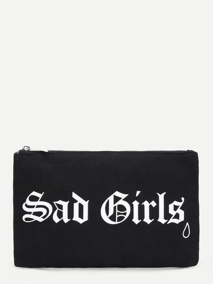 Shein Artistic Letter Print Clutch Bag