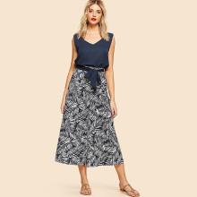 Shein Tank Top & Leaf Print Skirt
