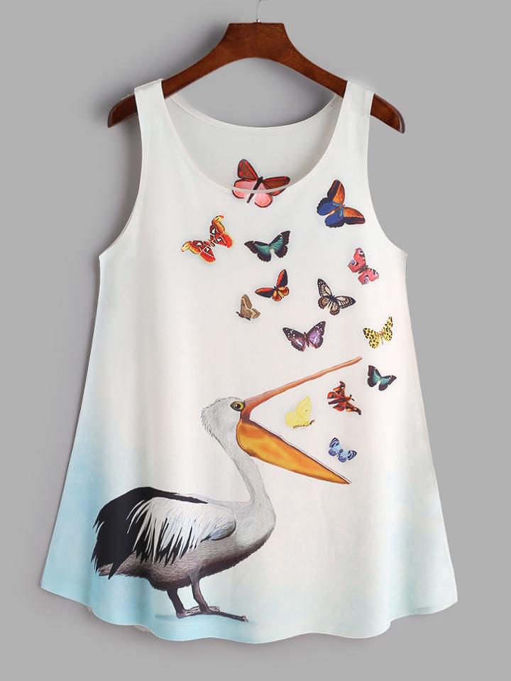 Shein Beige Graphic Print Tank Top
