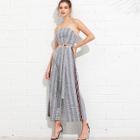 Shein Cutout Midriff Plaid Bandeau Jumpsuit With Belt