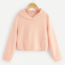 Shein Girls Solid Crop Hoodie