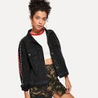 Shein Taped Branded Trims Denim Jackets