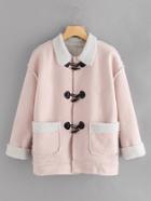 Shein Horns Button Dual Pocket Cuffed Coat