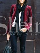 Shein Burgundy Shawl Collar Coat With Contrast Trims