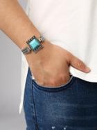 Shein Square Turquoise Set-in Carved Bracelet