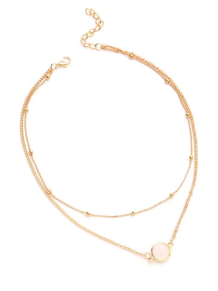 Shein Glass Ball Design Layered Necklace