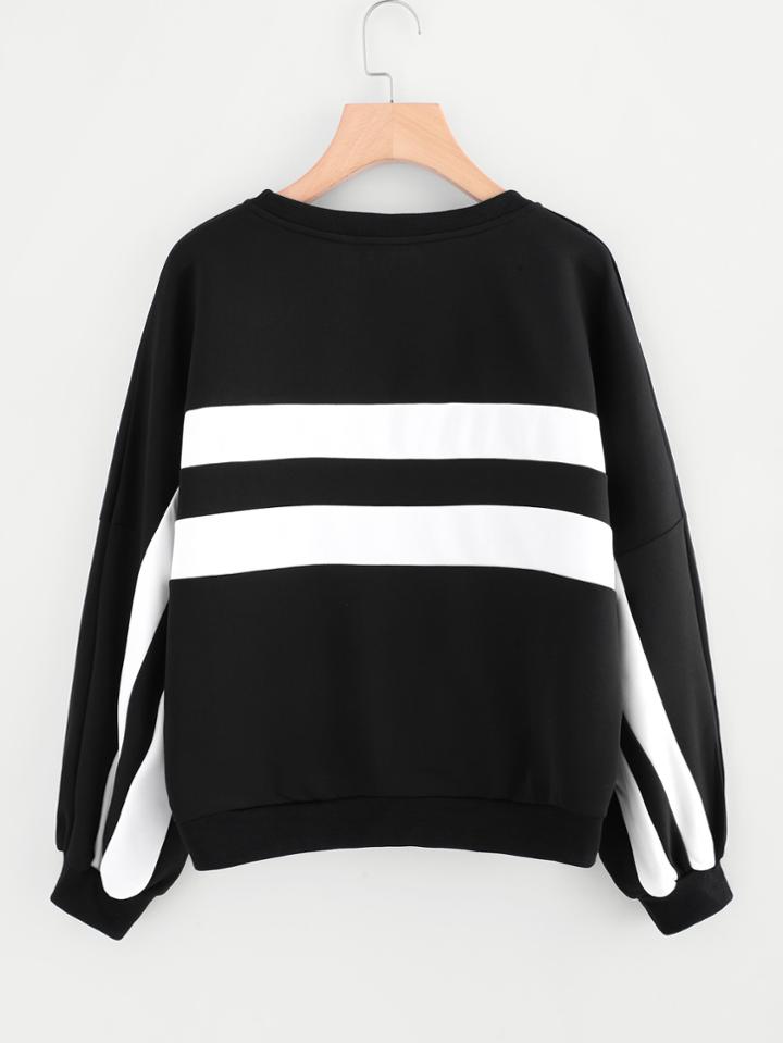 Shein Contrast Panel Drop Shoulder Pullover