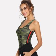 Shein Contrast Tape Side Camo Print Top