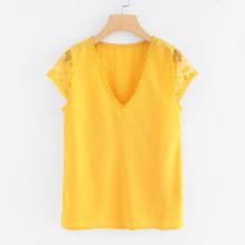 Shein Lace Trim V Neck Top