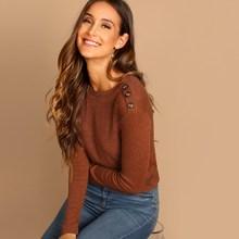 Shein Shoulder Button Wide Hem Solid Tee