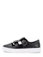 Shein Black Round Toe Buckle Cutout Thick-soled Sneakers