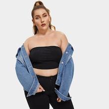 Shein Plus Slim Fitted Ribbed Bandeau Top