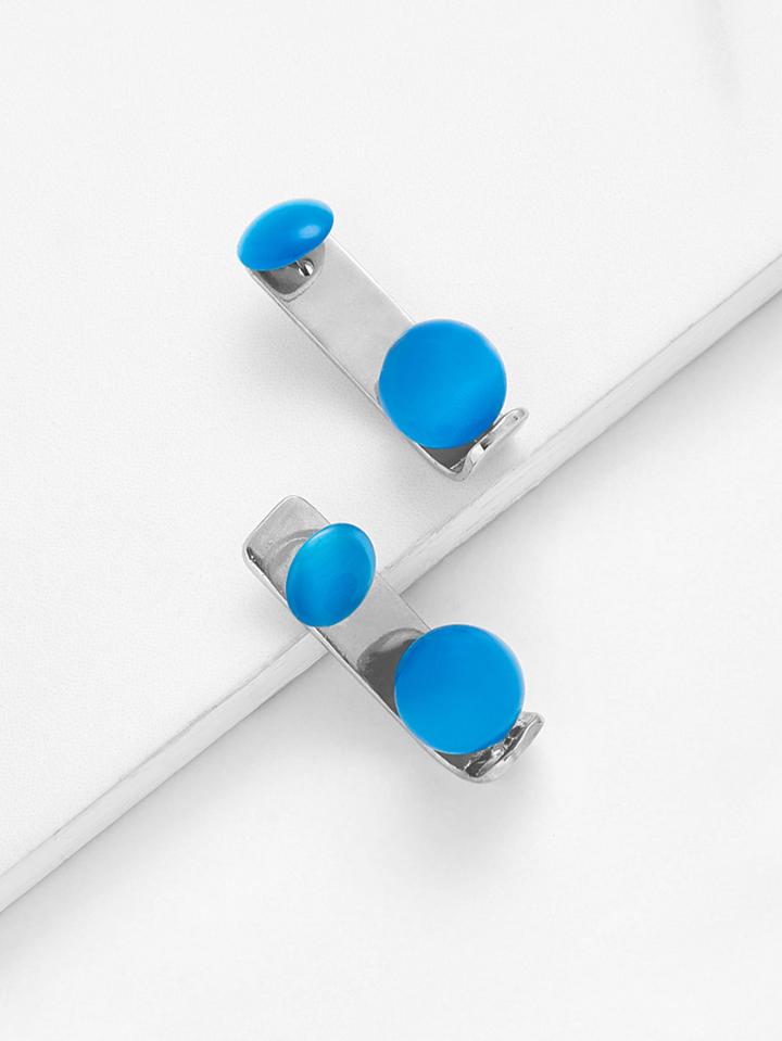 Shein Round Design Mismatch Stud Earrings