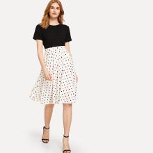 Shein Polka Dot Print Fit & Flare Dress