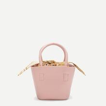 Shein Girls Plain Drawstring Detail Satchel Bag