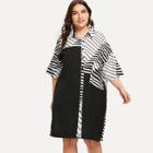 Shein Plus Abstract Stripe Print Shirt Dress