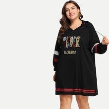 Shein Plus Letter & Stripe Print Dress