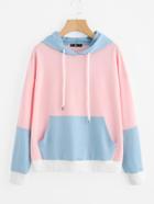 Shein Pocket Front Cut And Sew Hoodie