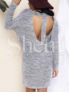 Shein Grey Dolman Long Sleeve Backless Dress