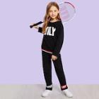 Shein Toddler Girls Letter Print Top With Pants